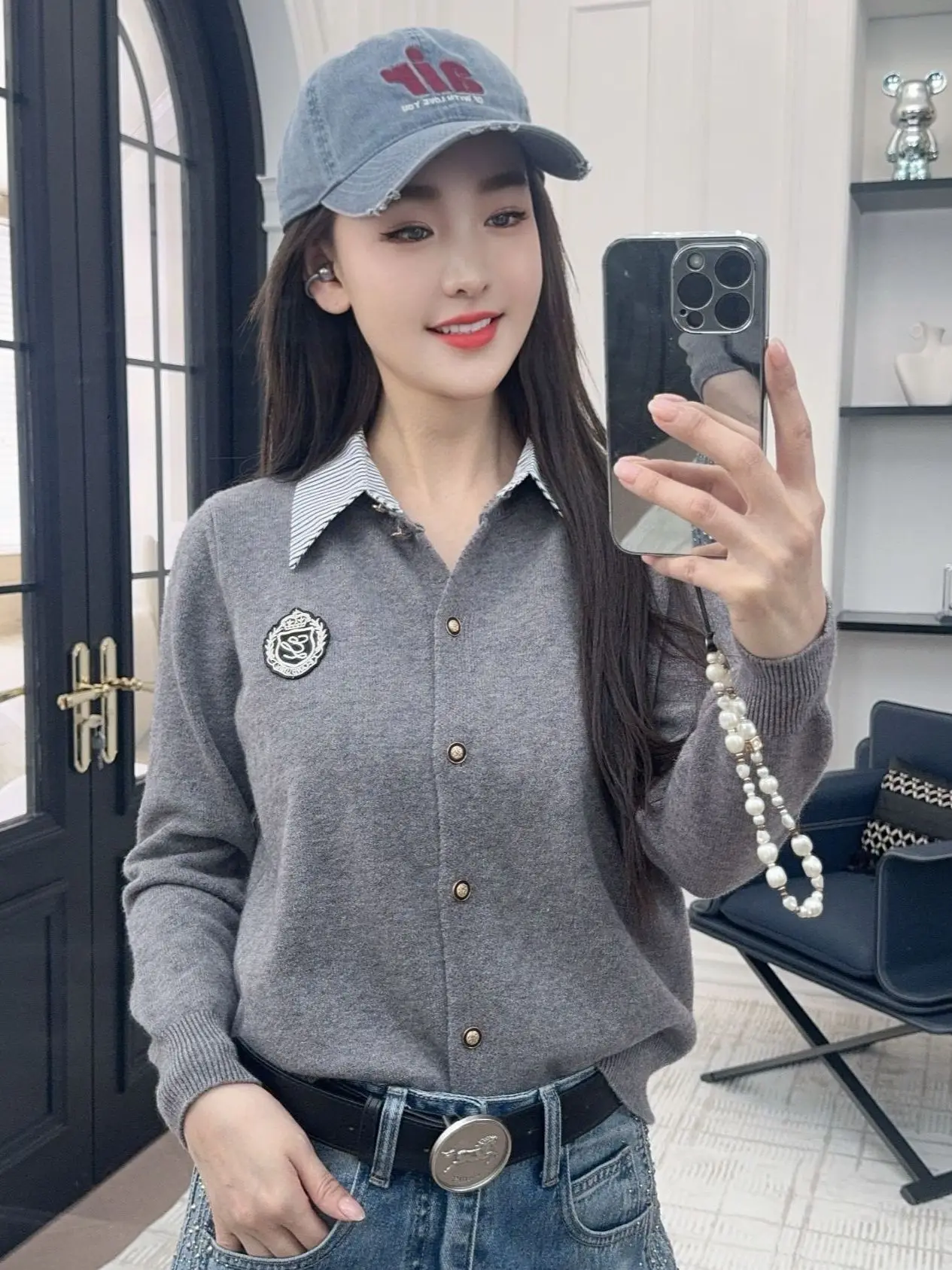 

Fashionable Versatile Knitted Sweater Weave Braid Badge 2026 New Arrival Casual Style Polyester Fiber Women's Open C...