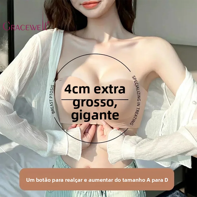 tingmei-seamless-wireless-bra-thickened-no-slip-strapless-underwear-fashionable-trendy-summer-youth-female-comfortable-breath