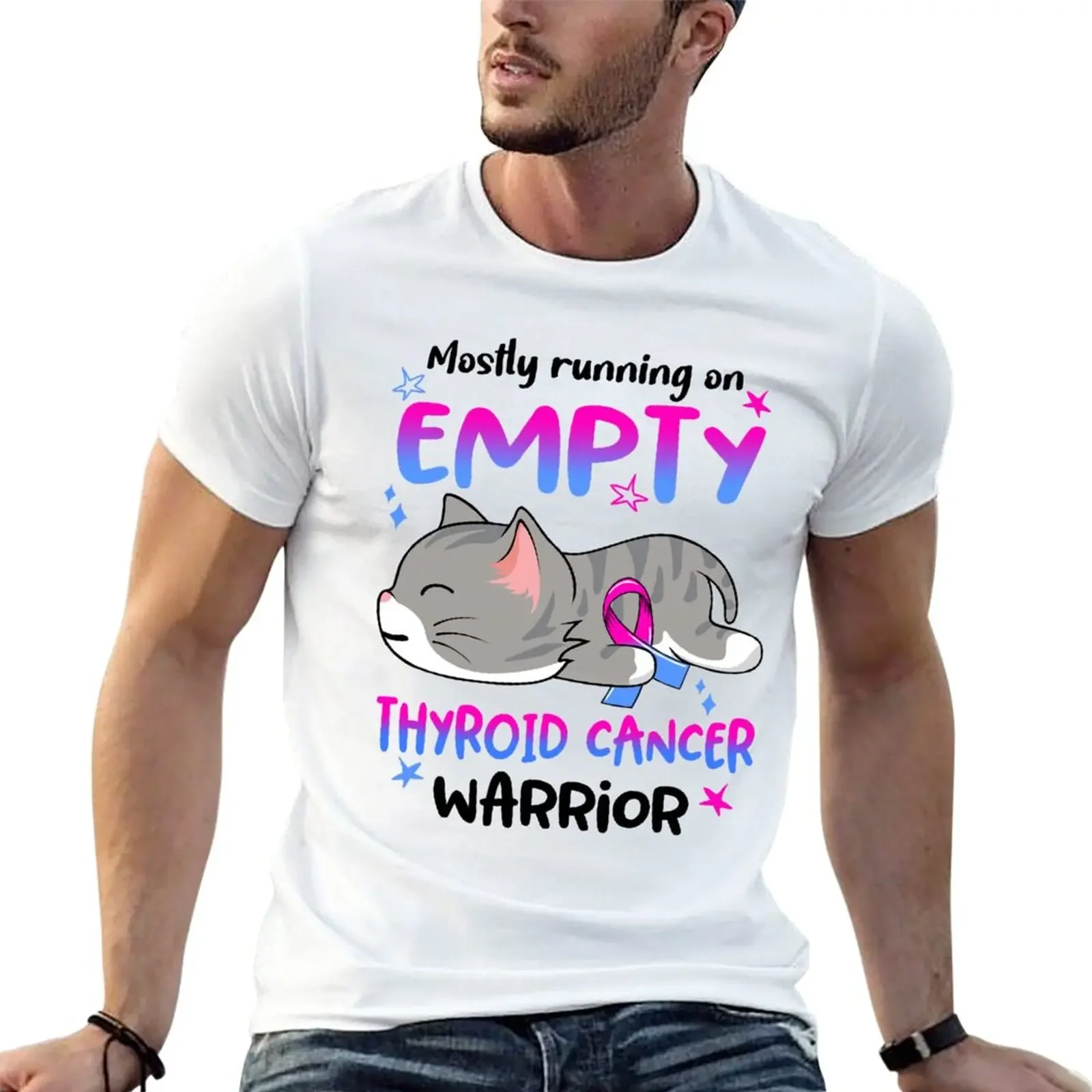 New Thyroid Cancer Awareness, Mostly Running on Thyroid Cancer Warrior T-Shirt shirts graphic mens designer clothes