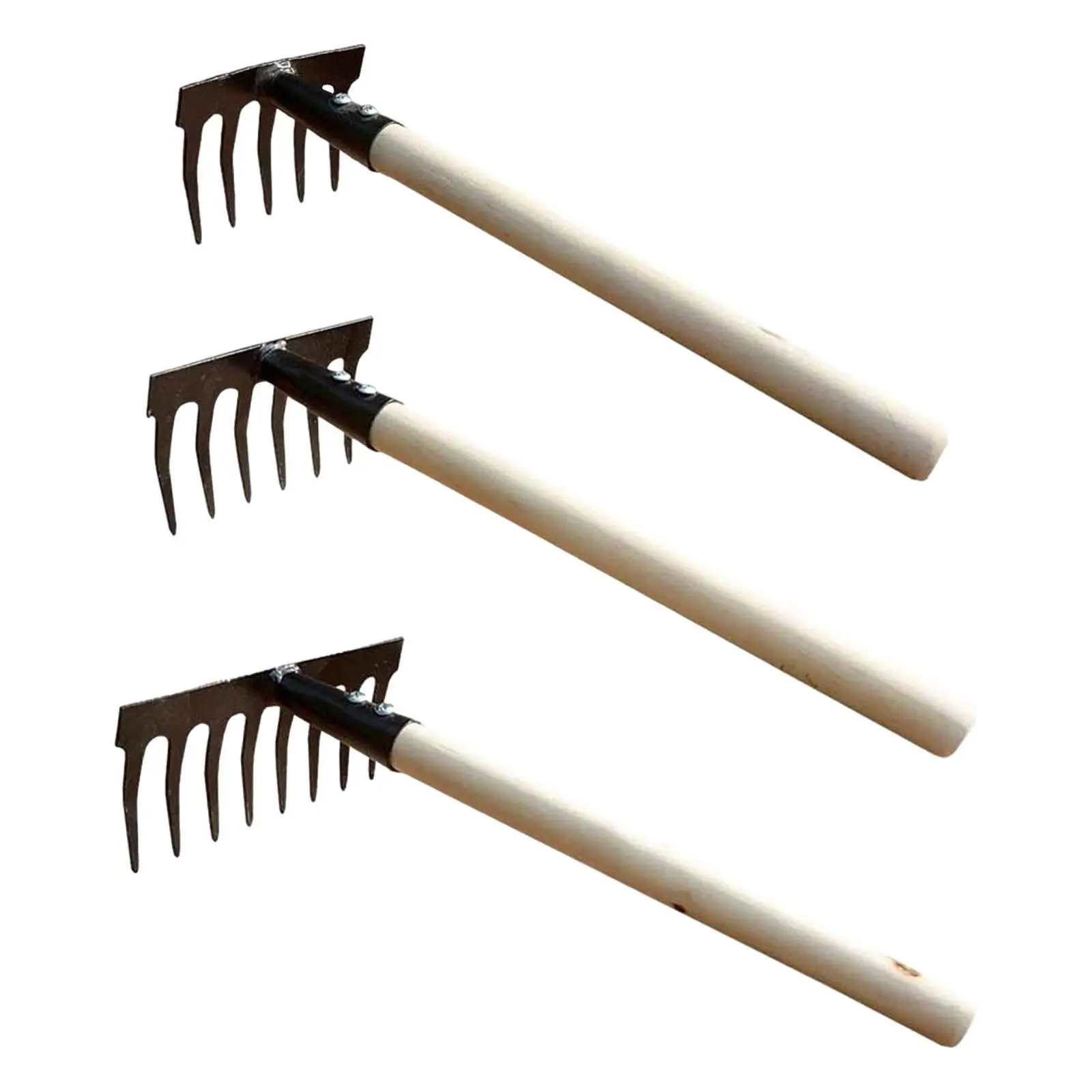 Garden Rake Comfortable Handle Planting Weeding for Lawn Backyard Homeowners