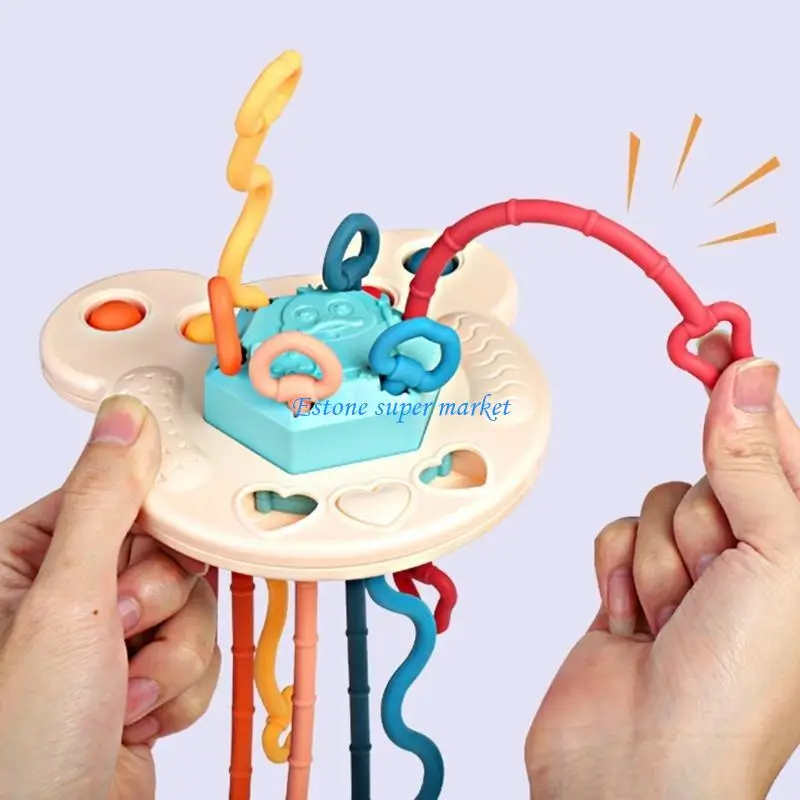 090b Pull String Rasseln Spielzeug für Baby Infant Bad Spielzeug Handshake Teether Music Bubble Education Toy Child Fine Motor