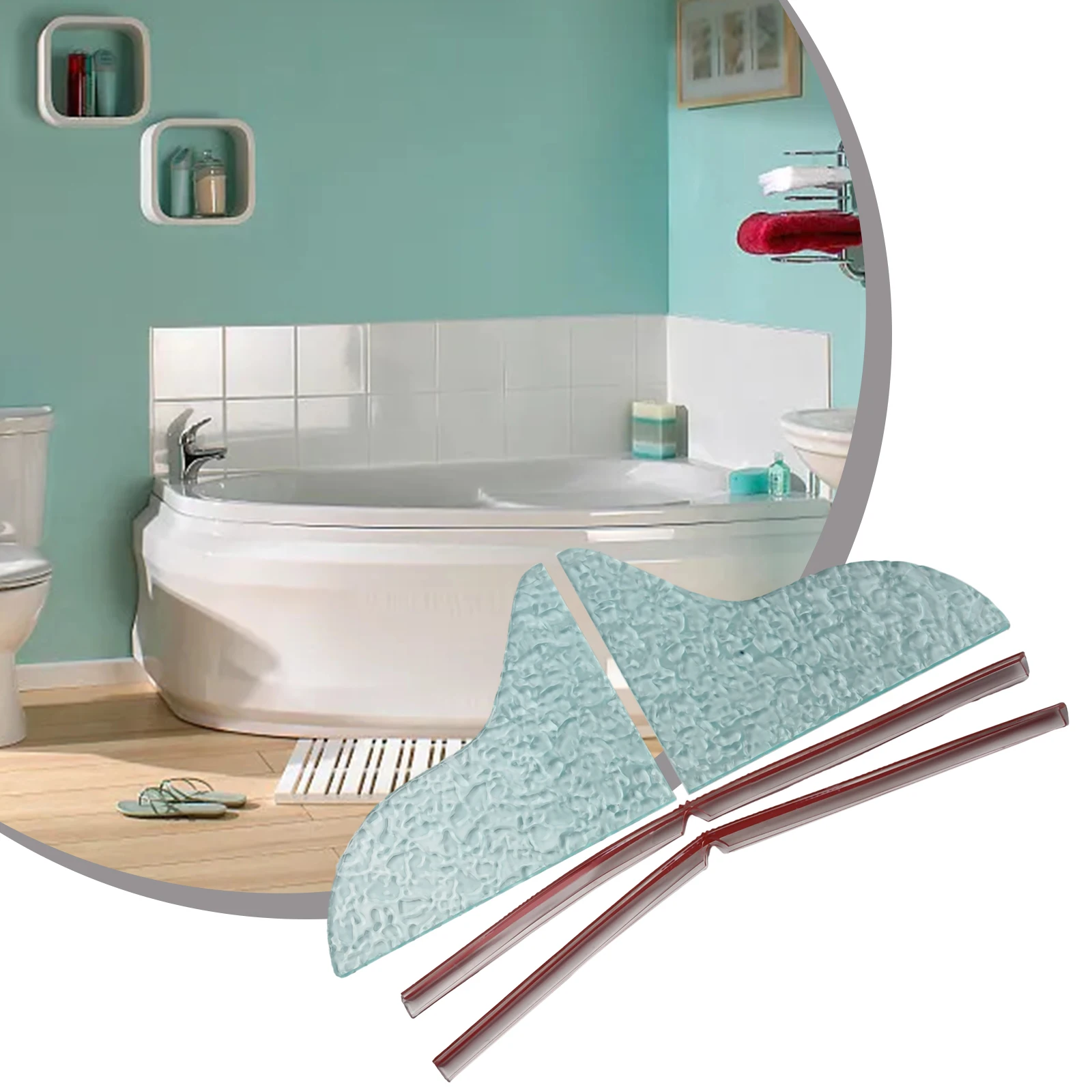 Shower Tub For Splash Guard 2-Pack Made from Acrylic with Water Ripple Finish for Functional Water Containment