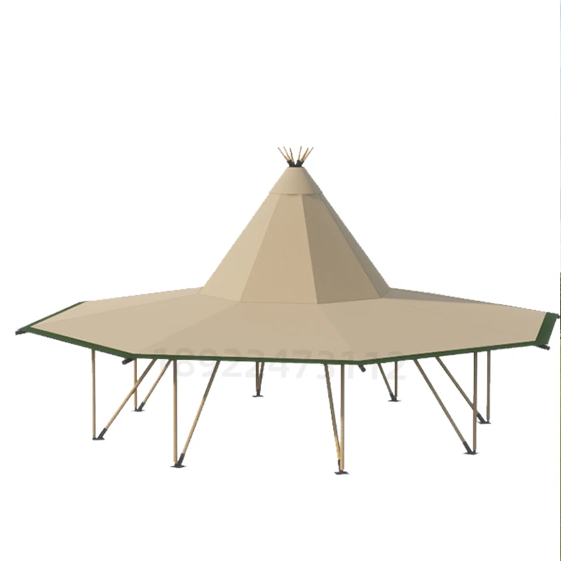 outdoor wild luxury Indian camping tent restaurant scenic camp tipi tent straw hat warm enclosure