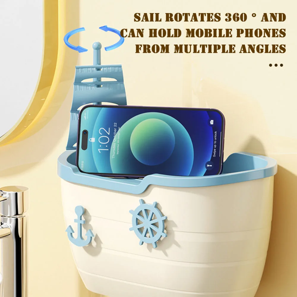 Cute Punch-Free Sailing Boat Toilet Paper Holder Box Durable Waterproof Lavatory Paper Holder For Bathroom Home decoration