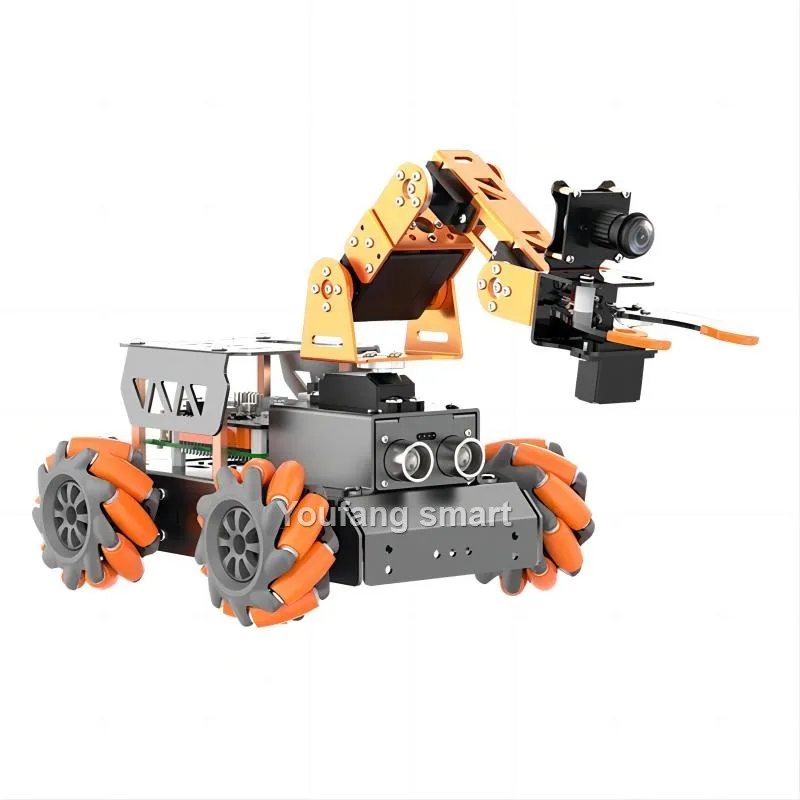 MasterPi-coche Robot Mecanum 4WD con cámara, brazo de Robot 4 Dof para Raspberry Pi 4B/5, Kit DIY de Robot, Kit de iniciación Python AI de código abierto