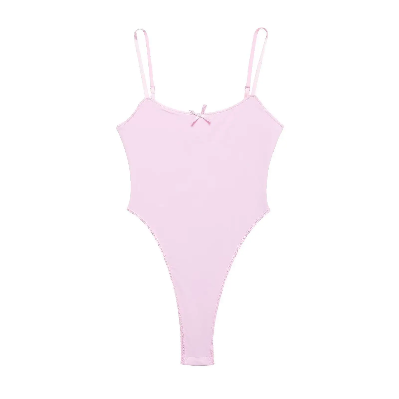 

Сексуальный матовый розовый цельный купальник с дизайном на бретельках, длинные брюки с низкой талией для женщин, Новое поступление лета ZA 2024