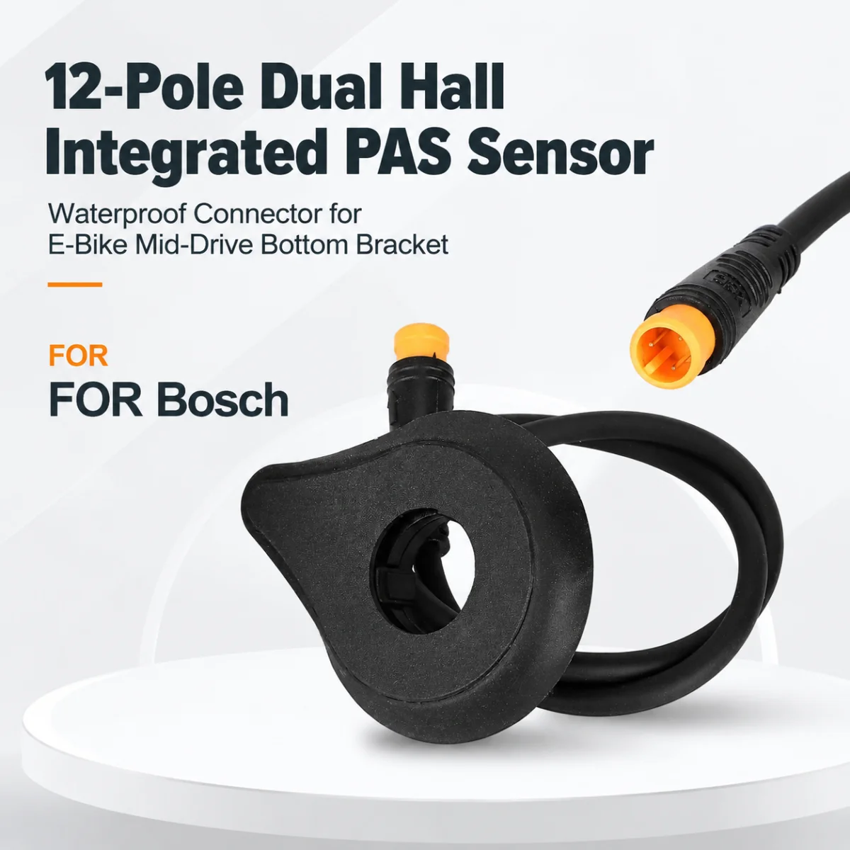 12-Pole Dual Hall Integrated PAS Sensor Waterproof Connector for E-Bike Mid-Drive Bottom Bracket
