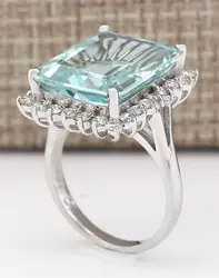 Natural Aquamarine Gemstone Bizuteria S925 Sterling Silver color Ring for Women Silver 925 Jewelry Square Invisible Setting Ring