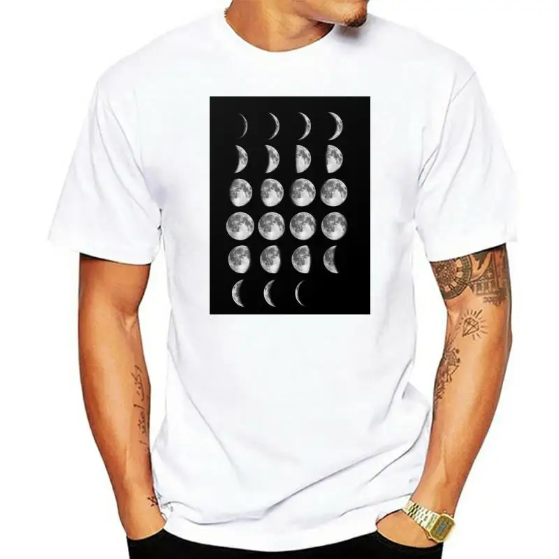 Men T Shirt  Women T-Shirt Phases of the Moon print black-white photo new lunar eclipse poster bedroom home wall decor