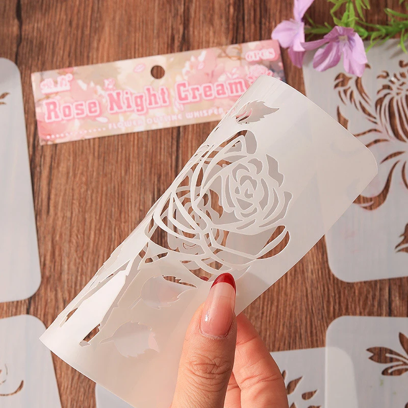 6 Sheets - Flower Silhouette Whispering Handwritten Poster Template Hollowed out Painting, Flower Hollowed out Painting Template