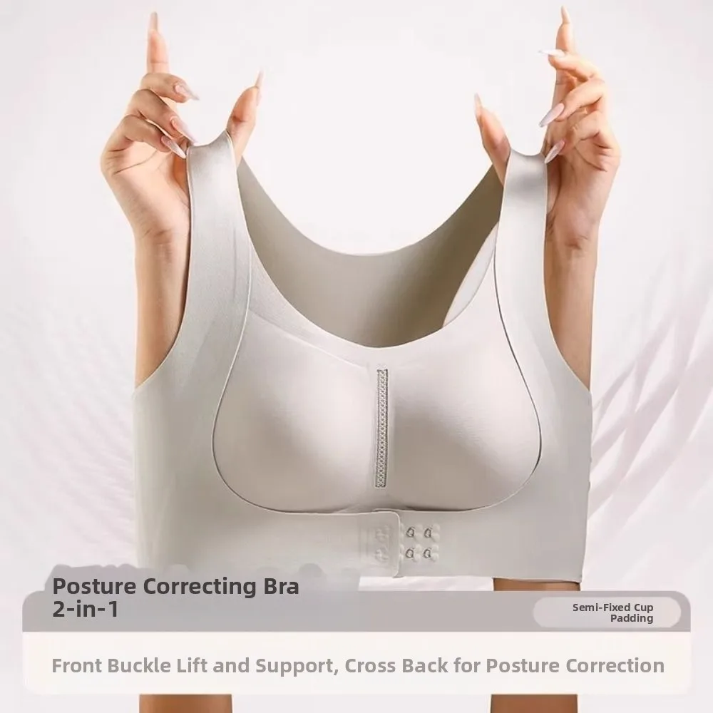 

2 in 1 Posture Corrector Bra Adjustable Shockproof Women Seamless Bras Comfortable Back Posture Corrector Front Closure Bra
