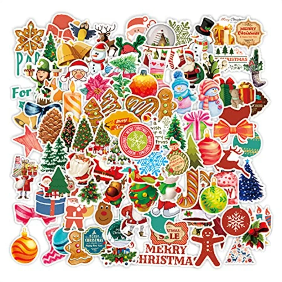 100PCS Christmas Theme Stickers NonRepeating Vinyl Waterproof Holiday Stickers Holiday Gifts for and Teens Xmas Party Favorite