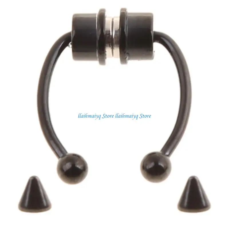 

573B Stainless Steel Horseshoe Fake Nose Rings Hoop for Girls Septum Nose Ring Non-Piercing Jewelry