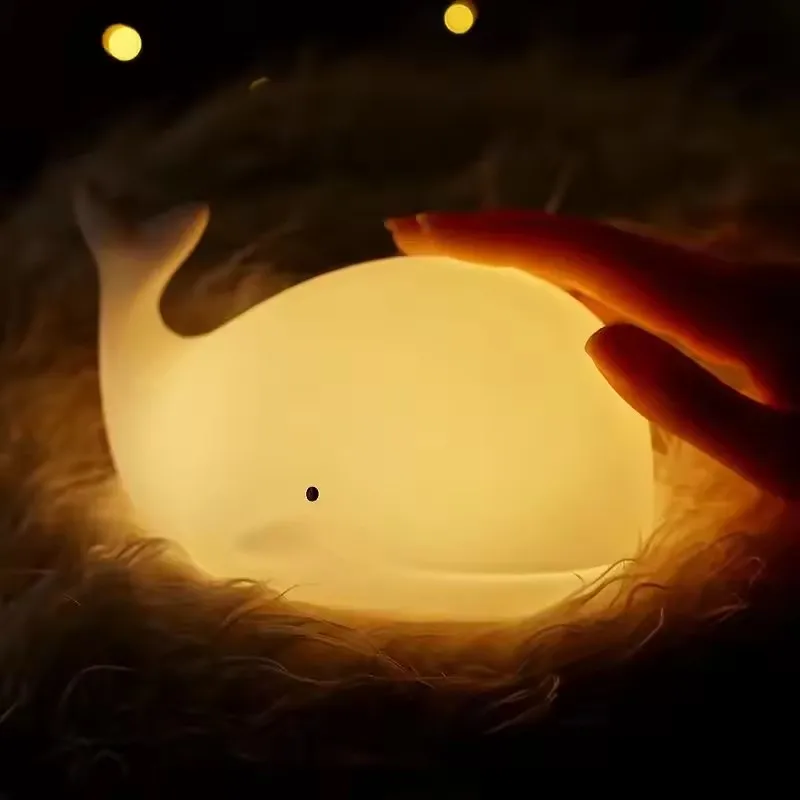 7 Colors Whale Silicone Night Light,Rechargeable Silicone Lamp,Color Changing Christmas Halloween Gift,Bedroom Co