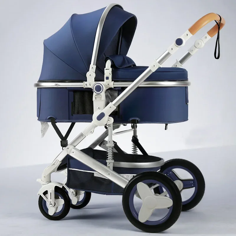 Alta Paisagem Folding Stroller para recém-nascido, leve, 2-Way assento giratório, quatro rodas de absorção de choque, carrinho de bebê