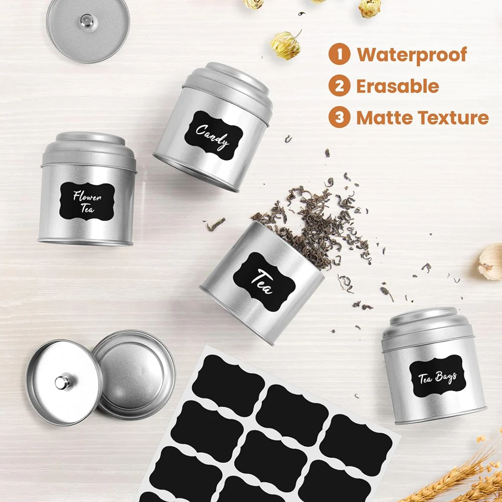 Tea Tin with Airtight Double Lids for Loose Leaf Tea Storage, Kitchen Small Tin Can and Tea Canister for Tea Coffee Sugar Candy