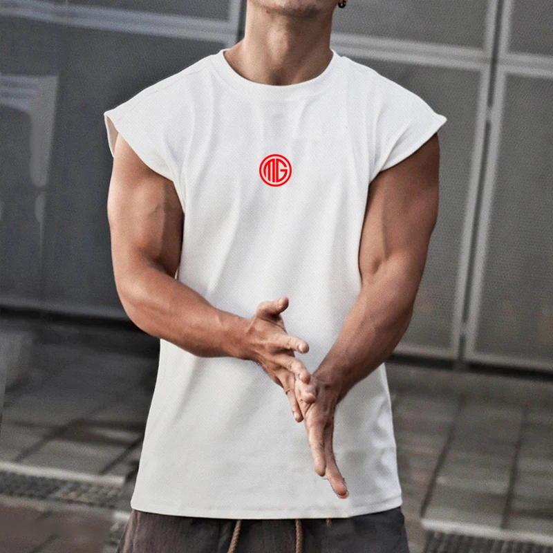 New Gym Mens Workout Mesh Casual Quick-drying Tank Top Fashion Fitness Sleeveless Vest Running Clothing Comfortable Singlets