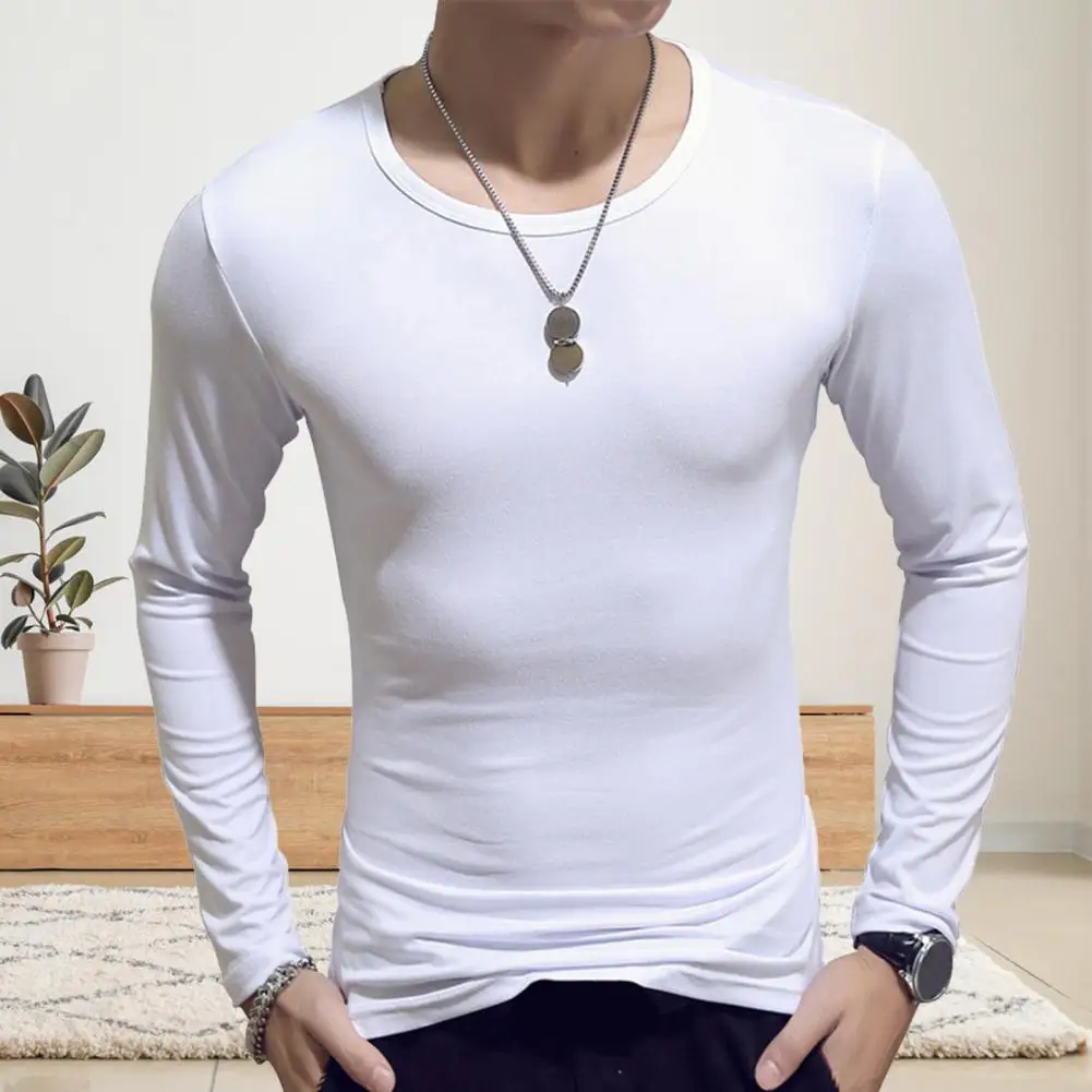 Fashionable  Sweatshirt Cotton Men O Neck T-shirt Skin-friendly Long Sleeve Pullover for Daily Wear