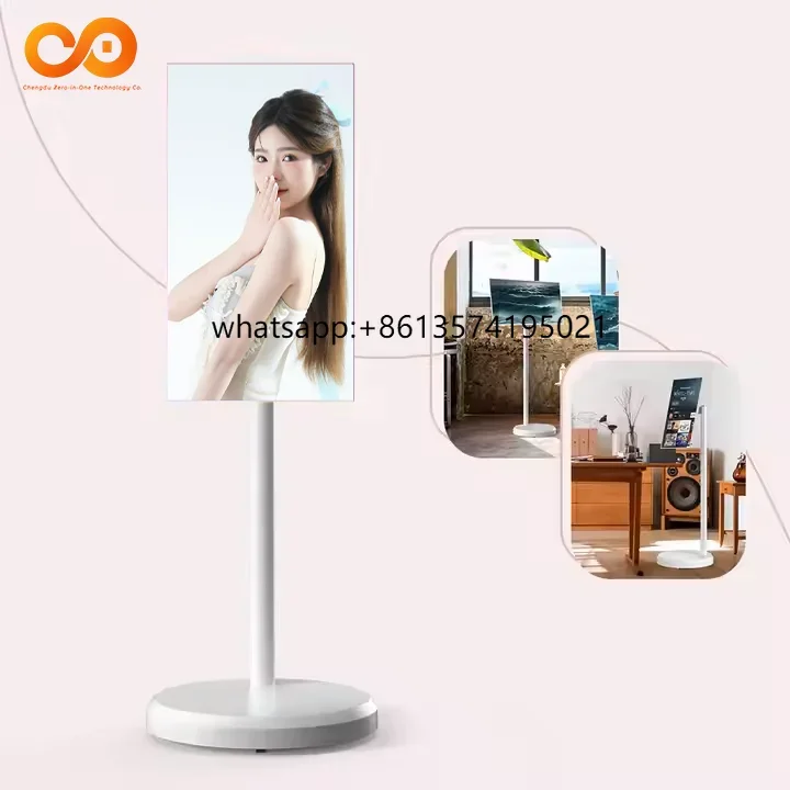 

Satellite Tv Receivers Wholesale Android Tv Indoor Kitchen Office 21.5inch Portable Mobile Tv with Stand RollableTv with