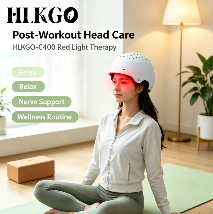 Anxiety Stress Sleep Aid Relief – 1070 810 660nm Infrared Red Light Helmet Remote Control Therapy Device for Calming