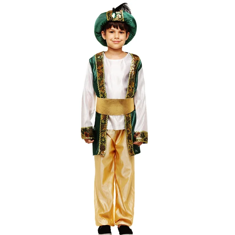 Bambini Bambini Festa di Halloween Costumi di Aladino Lampada di Aladino costume di genius Adam principe Fantasia Abbigliamento arabo bambino ragazzo Carnevale