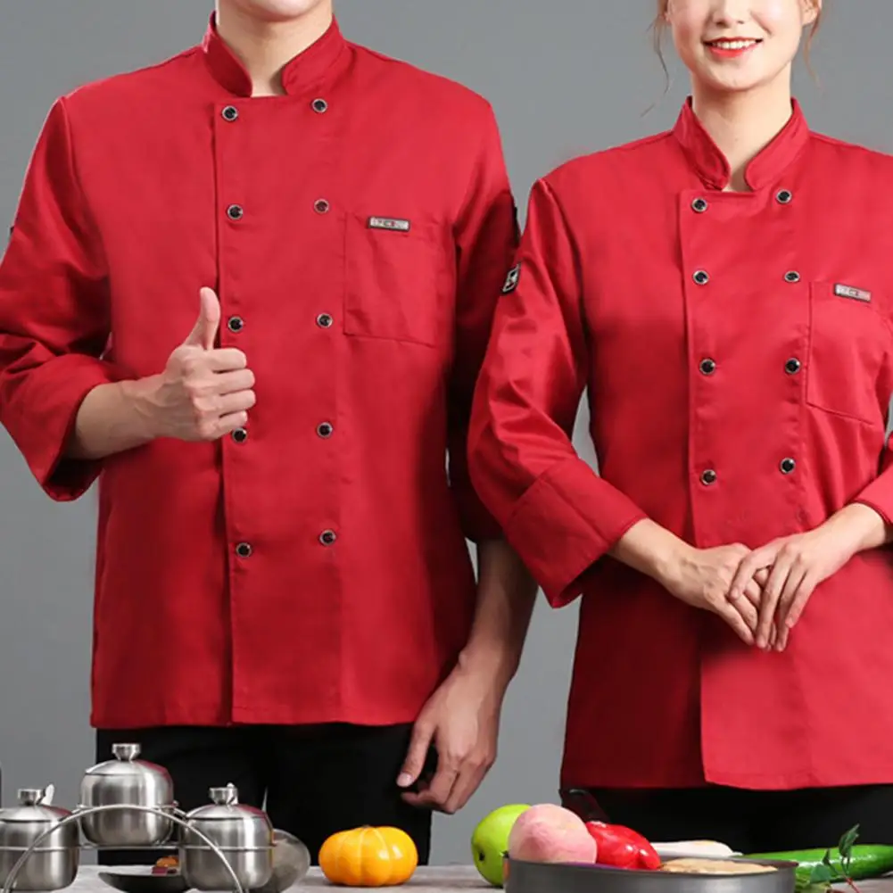 Chef-Kok Uniform Unisex Restaurant Keuken Chef Uniform Shirt Lange Mouwen Chef-Kok Kleding Vest Kokshemd