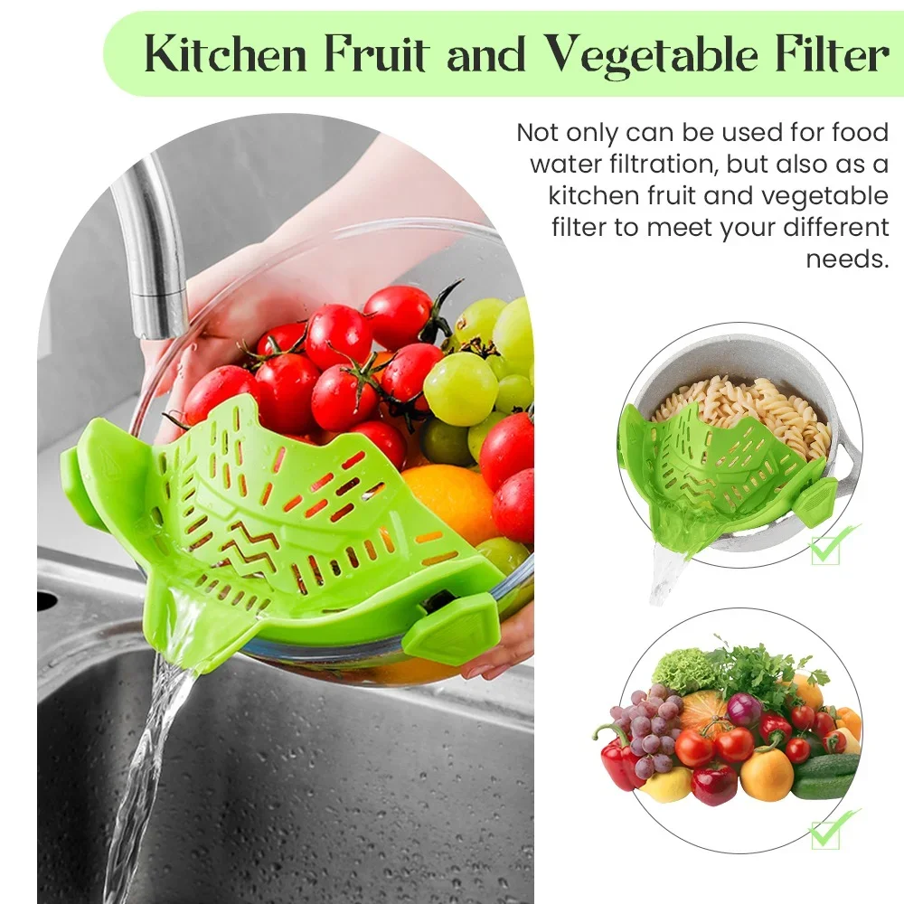 Silicone Kitchen Helper Food Grade Water Filter Tool Vegetable and Fruit Kitchen Accessories Suitable for Most Bowls and Pots