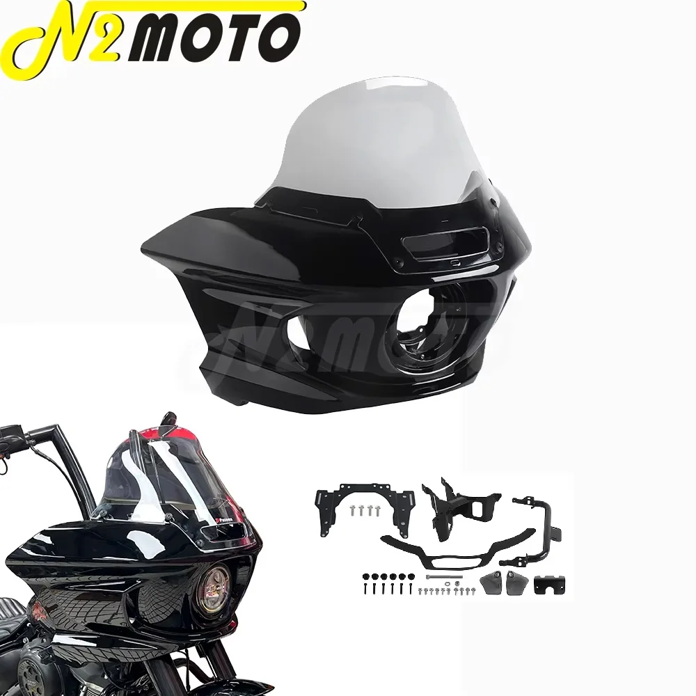 

Motorcycle Front Headlight Fairings Windshield w/ Mount Support Bracket For Harley Softail Low Rider S FXLRS 2020-21 FXLR 18-20