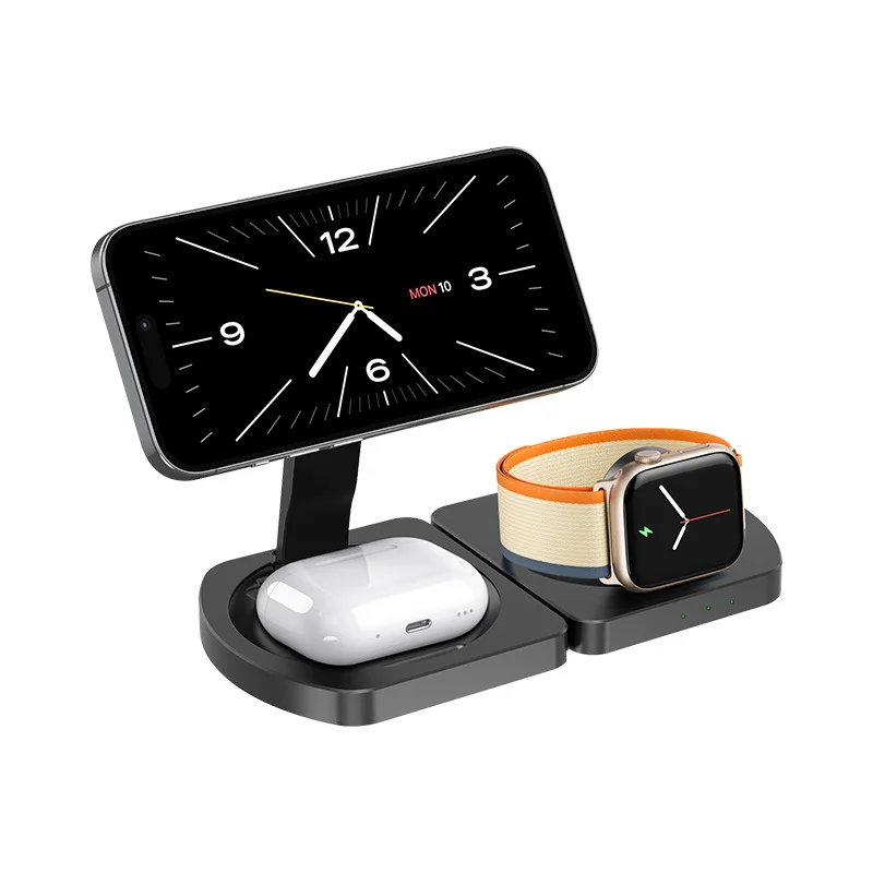 

Магнитное беспроводное зарядное устройство 3 в 1, складная подставка для быстрой зарядки 20 Вт для iPhone 16 1514 13 12 AirPods 3 2 Pro Apple Watch