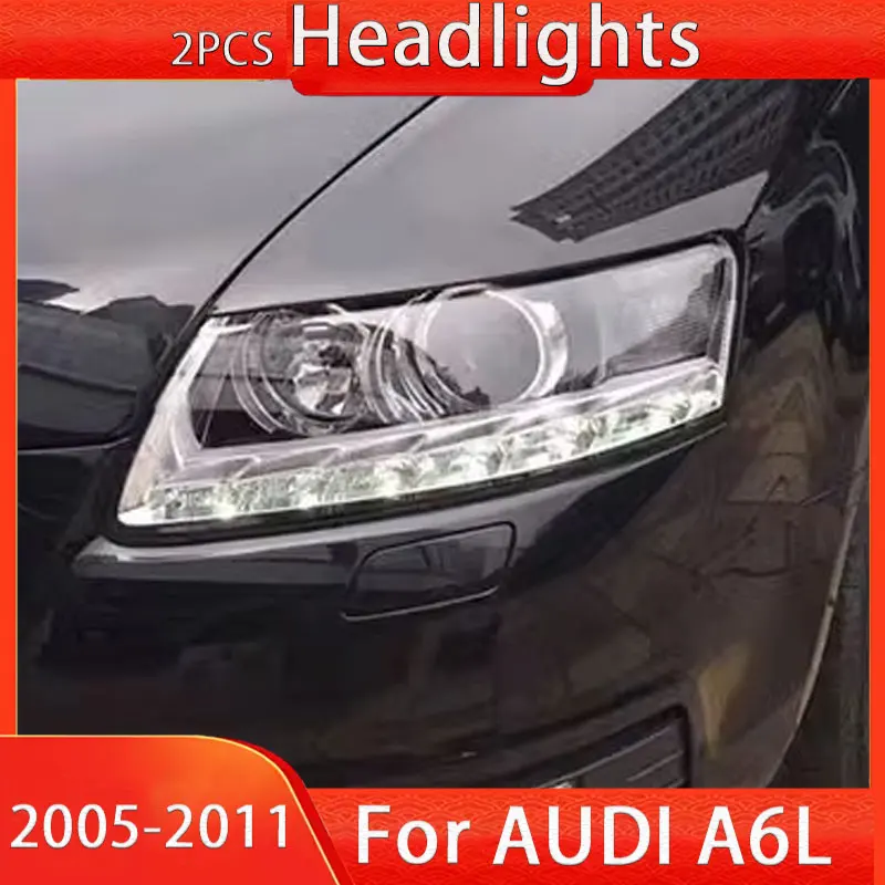 

Фара для Audi A6L, светодиодная фара 2005 2006 2007-2011 A6 DRL, сигнальная фара в сборе, модифицированные автомобильные аксессуары