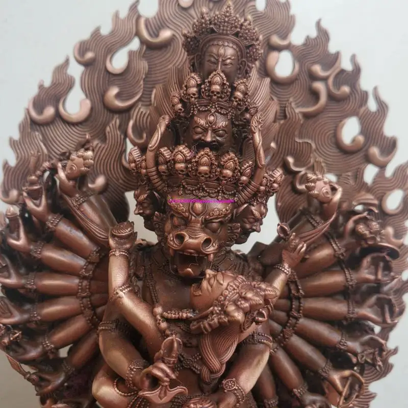 Special offer Exquisite DA WEI DE Yamantaka copper Vajra Buddha figure statue copper carving buddhist altar family worship 15cm