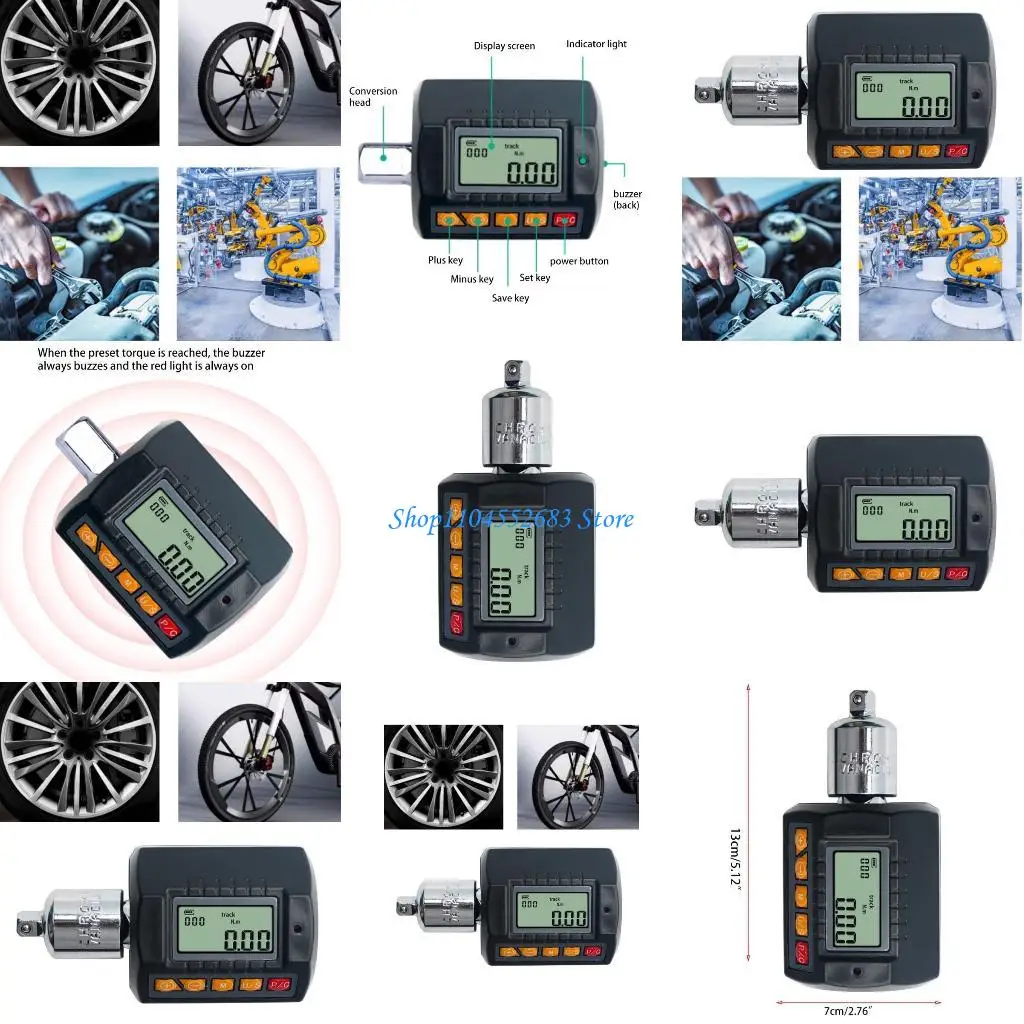 

Y6GD Drive Size Electronic Digital Display Torquemeter Large Screen Adjustable Torque Meter Adapter Bike Car Repair Tools