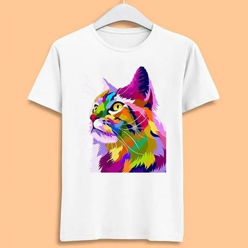 

Colorful Cat Cute Animal T Shirt Meme Gamer Cool Cult Movie Music 7028