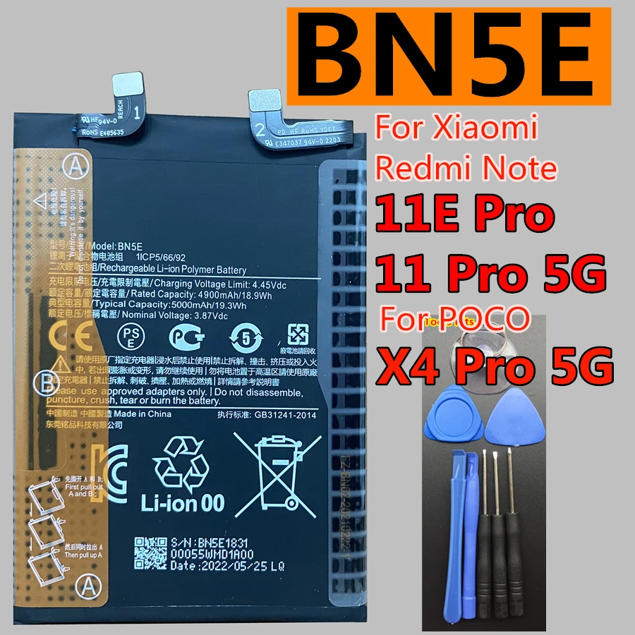 Original BN5C BN5H BN5A BN5D BN5E Battery for Xiaomi Redmi Note 10 10T 11E 11 Pro 5G 11s 4G,Pocophone Poco M5 M4 M3 X4 Pro 5G