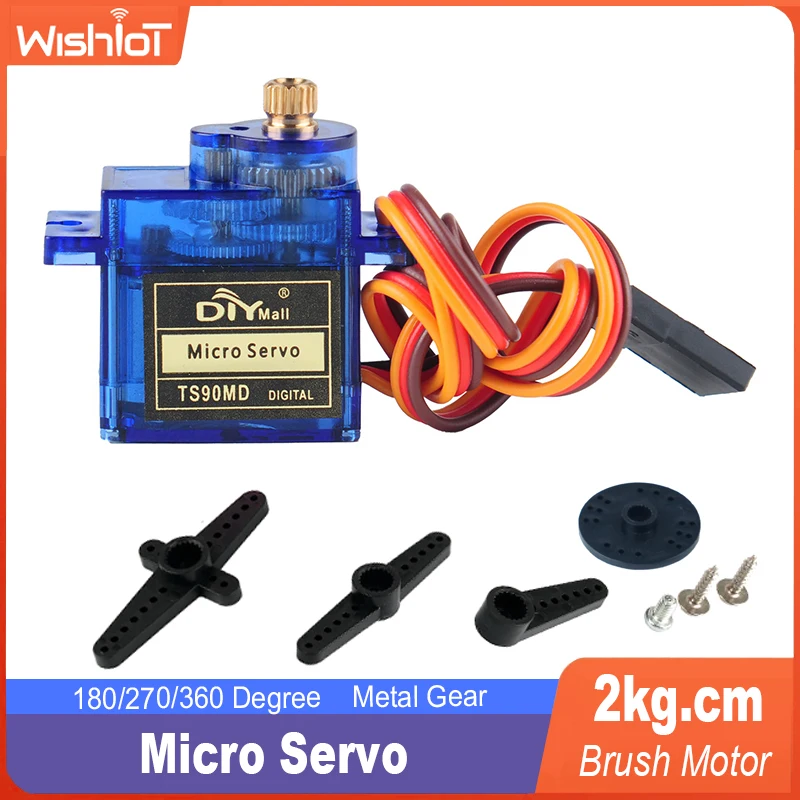 2kg.cm Micro Servo Motor Set 90/180/270 degree Angle controllable 4.8V-6V Metal gear simulation steering gear for RC Planes 9g