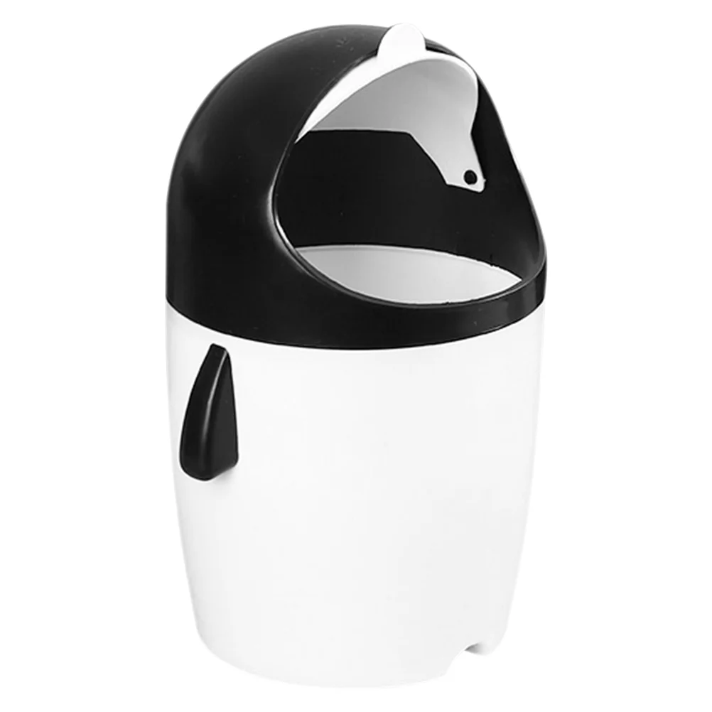 

Garbage Can Daily Use Trash Desk Mini Sturdy Plastic Dorm Penguin for Kids Flipping