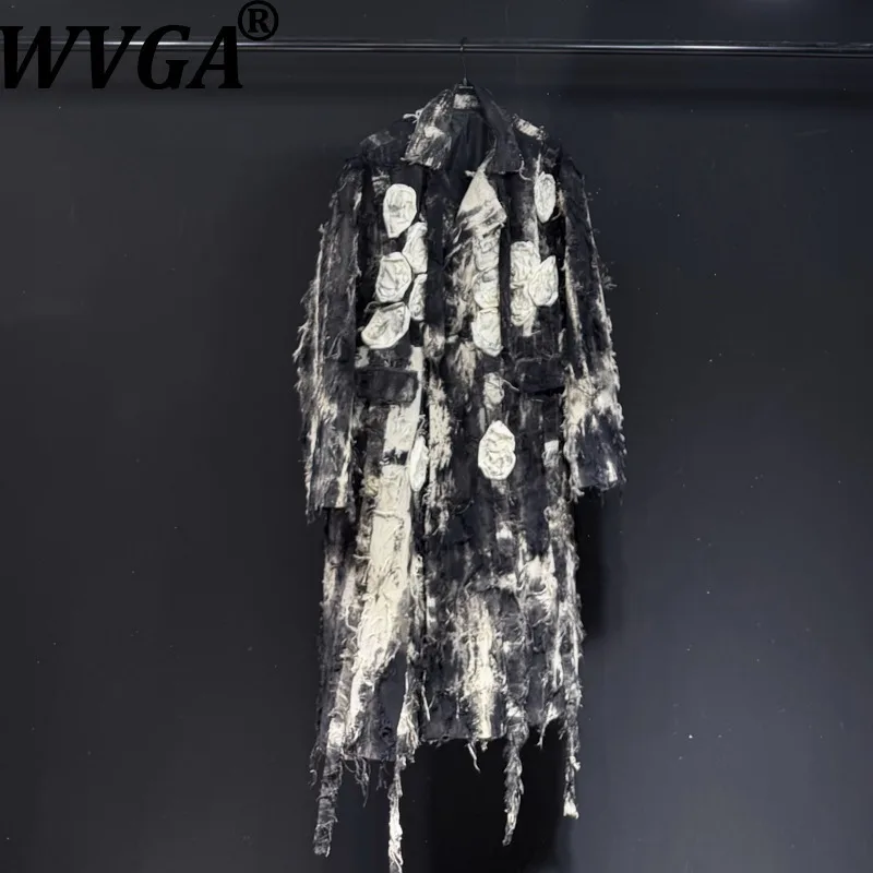 

WVGA осень-зима новый мужской прилив винтажный лоскутный модный плащ нишевый шикарный повседневный отложной воротник топы средней длины W12974