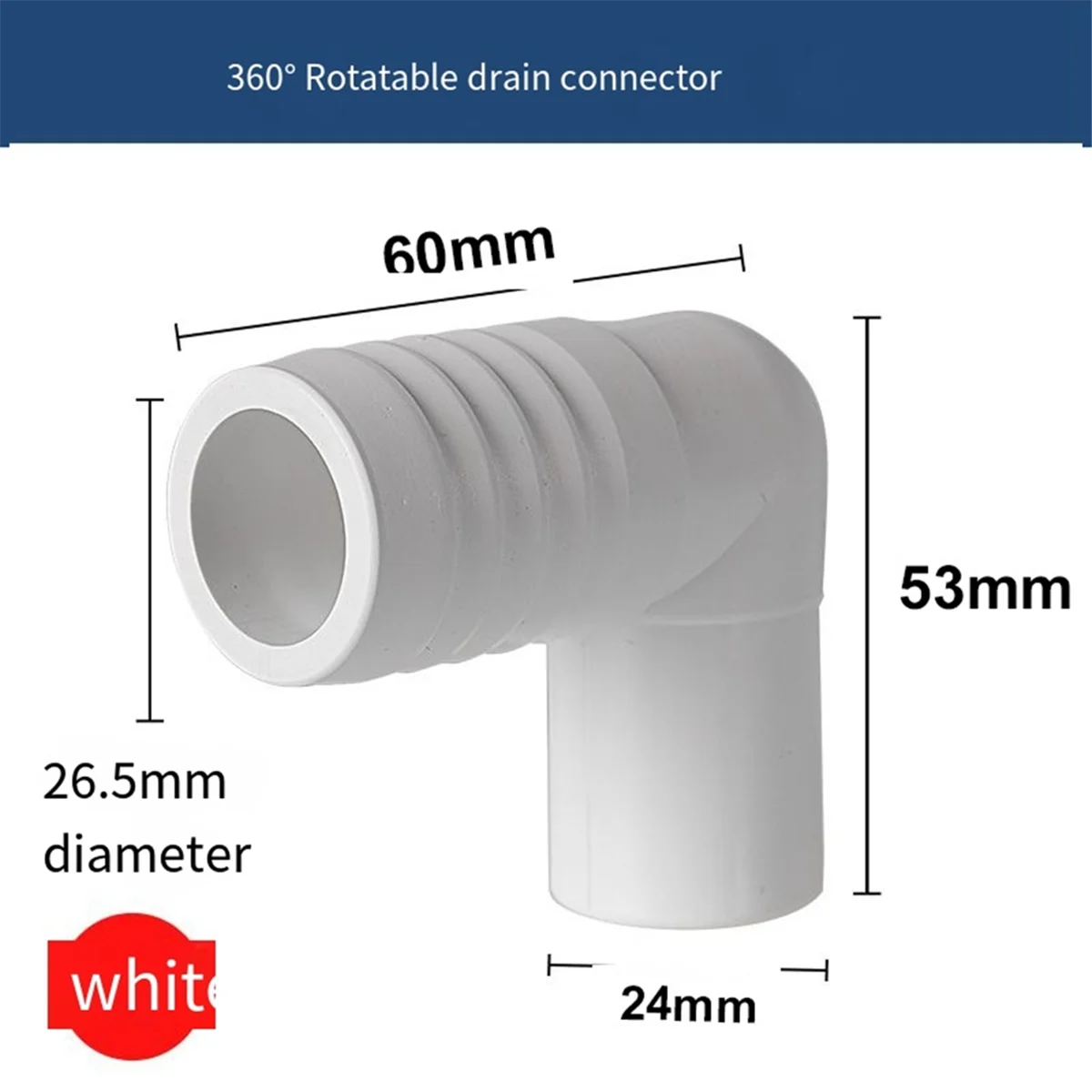 White Bilge Pump Small Drain Connector Water Tank Outlet Connector Hose Drain Connector