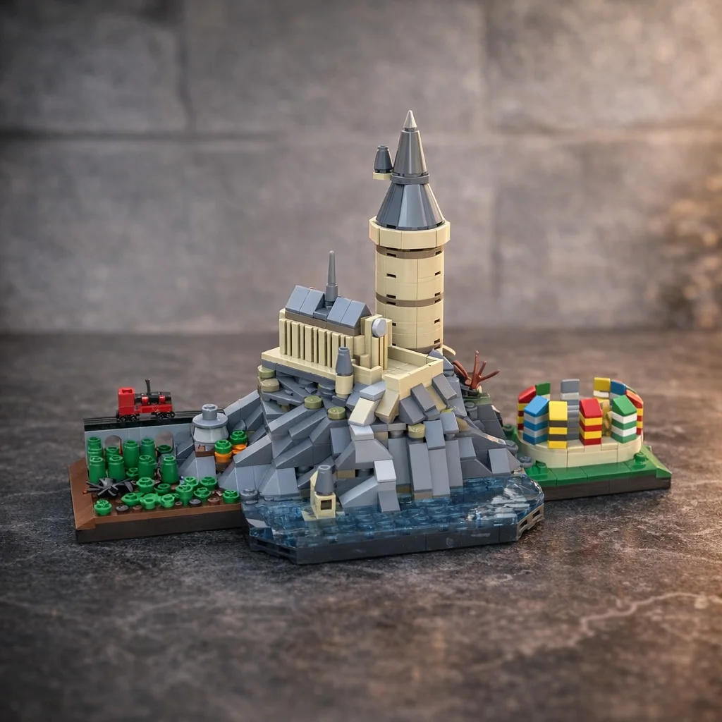 

Magic School Architecture Skyline Building Blocks MOC Wizard Castle Micro Bricks DIY Model Desktop Ornament For Adult Fans Gift