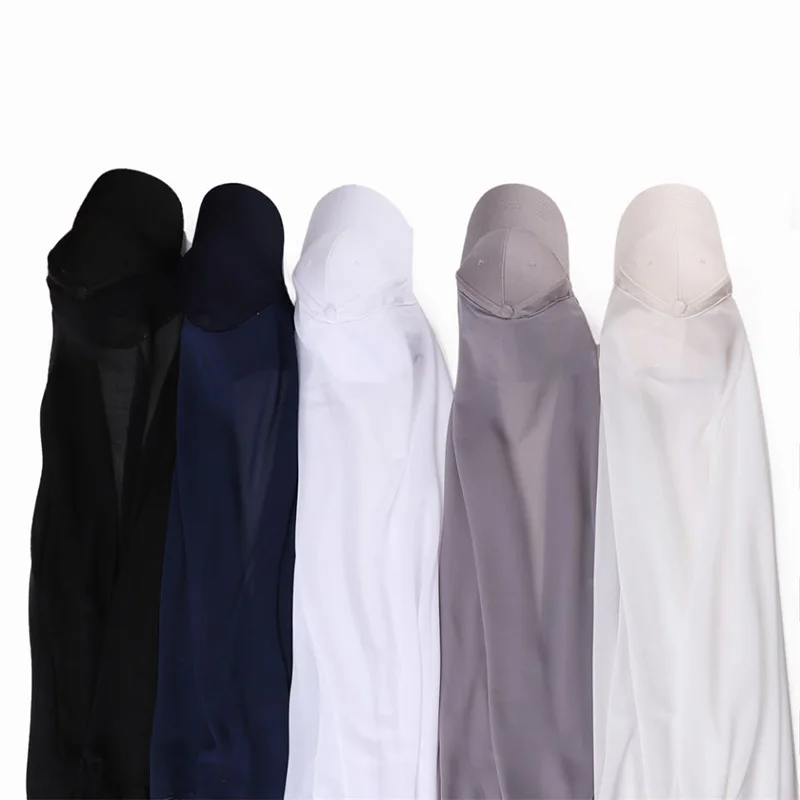 Mulheres muçulmanas Chiffon Hijab com Base de Bola Cap, Instant Sports Hijabs, Ready to Wear, Verão