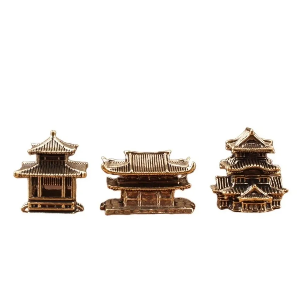 New Brass Micro Landscape Chinese Rockery Ancient Pavilion Ancient Architecture Miniature Model Desk Ornament