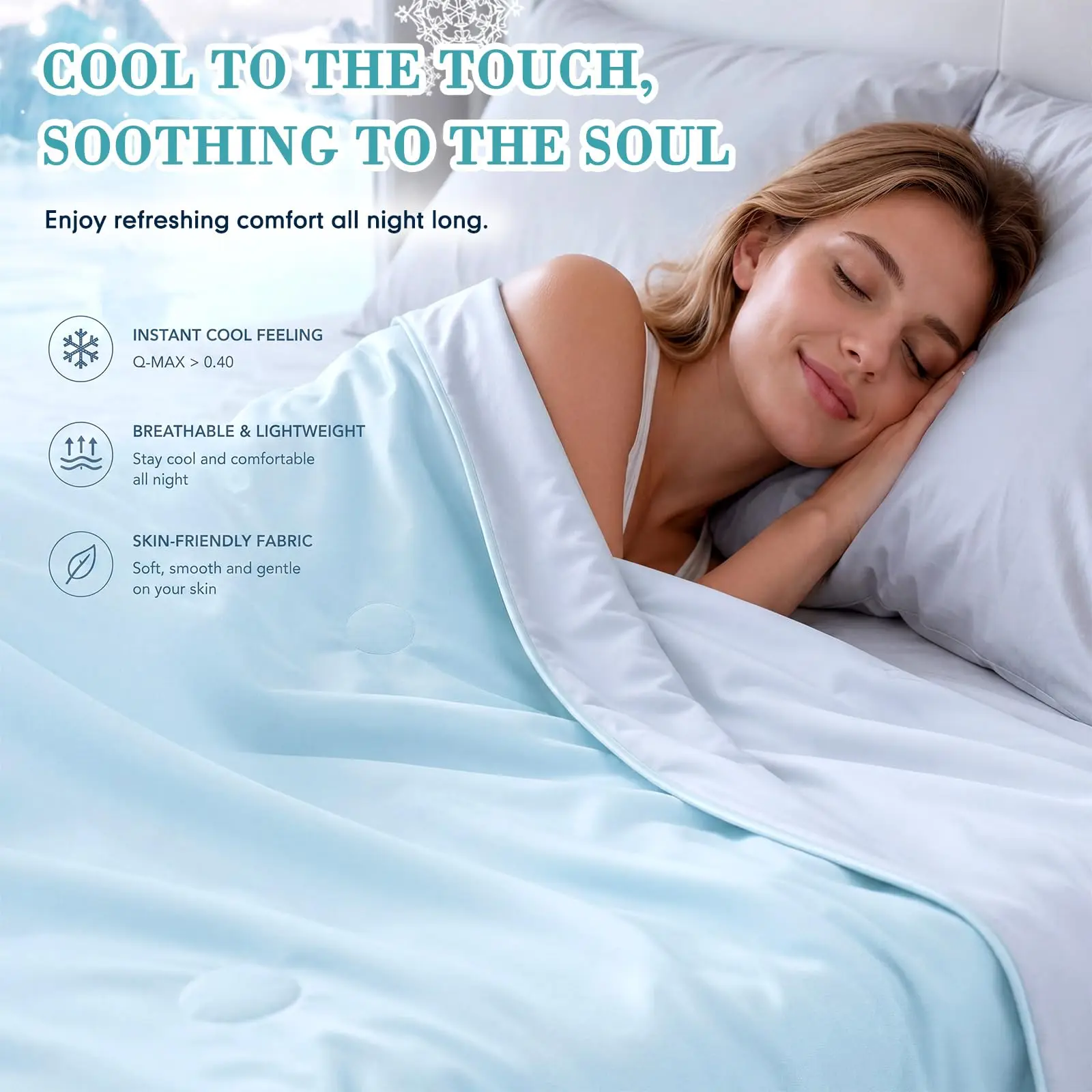 Cooling Blankets for Hot Sleepers - Cool Like Ice Cream Blanket for Summer, Lightweight Double-Sided Cooling Comforter Quilt