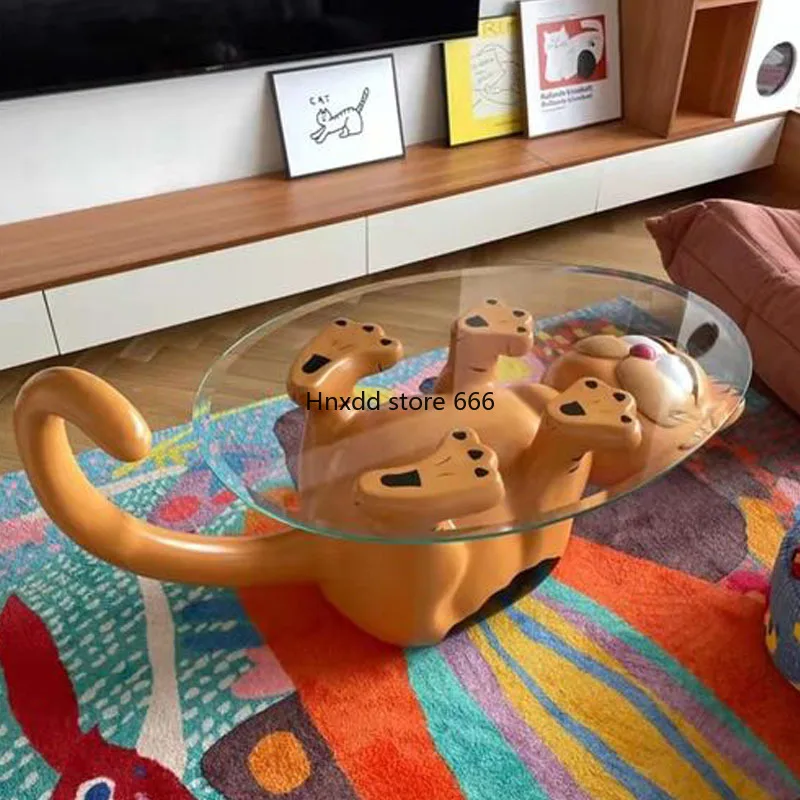 Simple and modern small apartment animal cartoon fiberglass round table