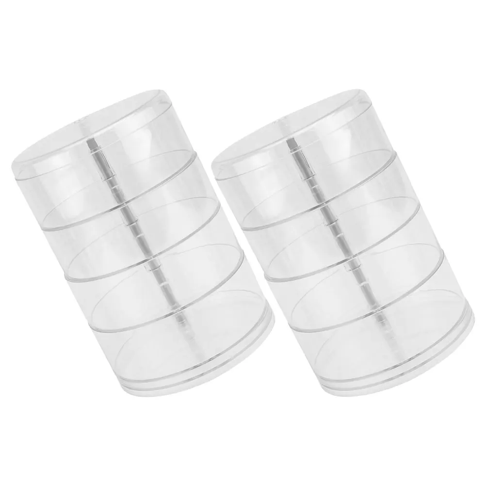

2pcs Multi-layer Rotary Storage Box Clear 4 Layers Rack Desktop Organizer Skincare Storage