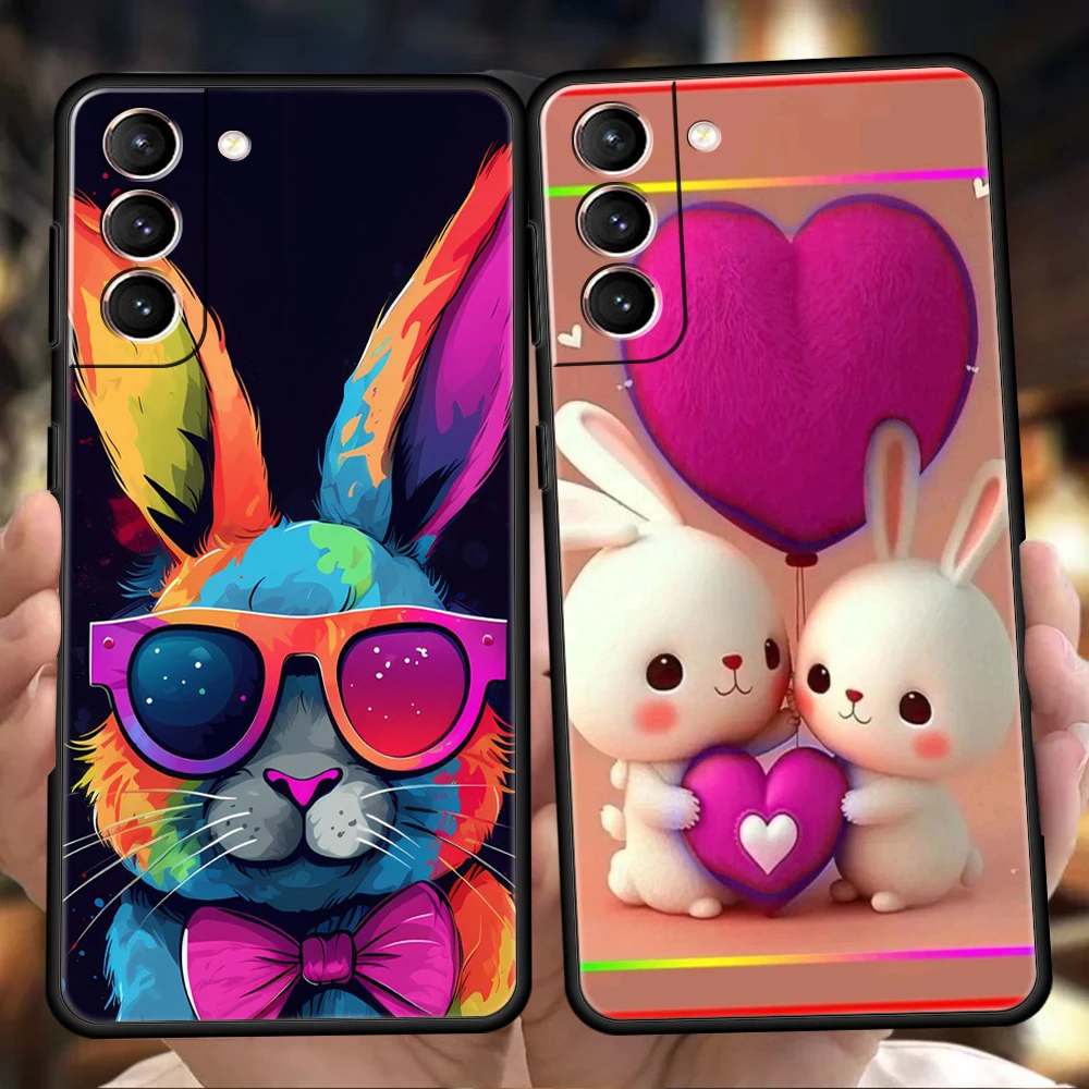 A Cute Rabbit With A Purple Hat Case for Samsung Galaxy S24 S23 S22 S20 S21 FE Ultra S24 S23 S10 S10E S9 S8 Plus 5G Phone Cover