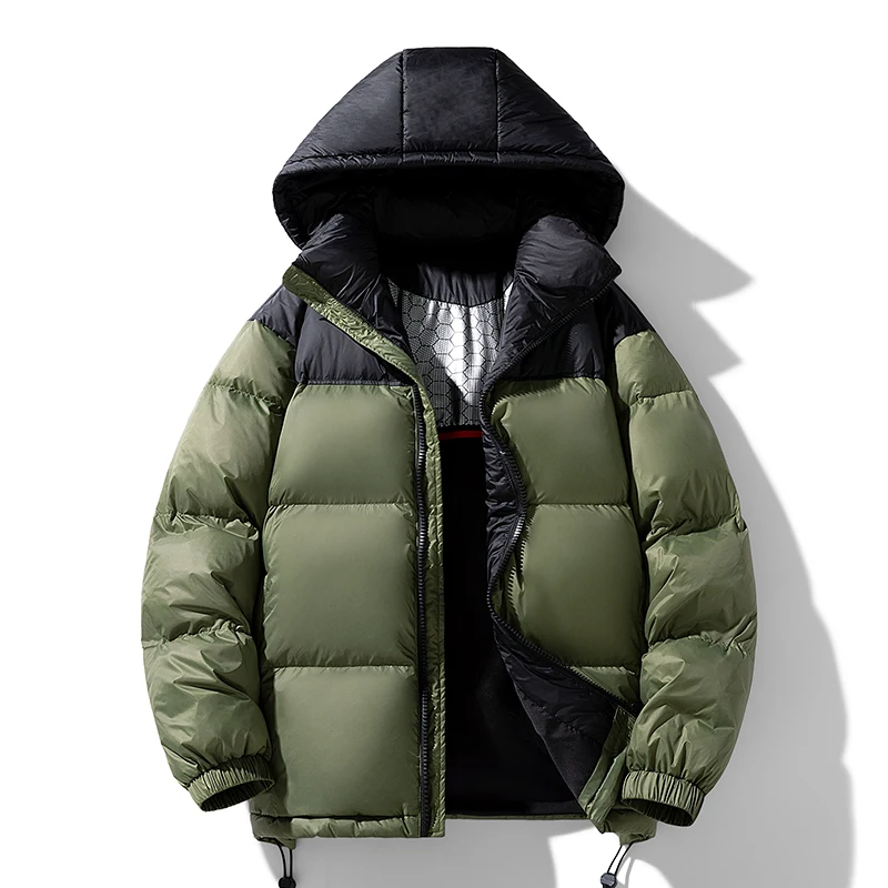 Men's Down Jacket, 2024 Winter Men's Coat 90 White duck down thickened warm fashion trend hooded down coat