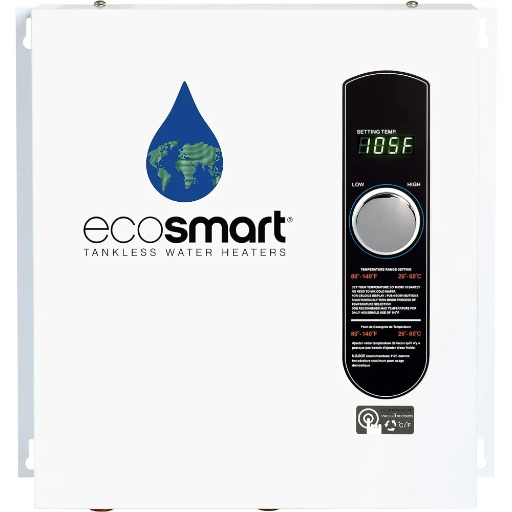 ECO 24 24 KW at 240-Volt Electric Tankless Water Heater with Patented Self Modulating Technology, 17 x 17 x 3.5