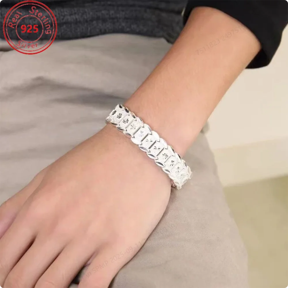 925 Sterling Silver 8-inch Classic Bracelet, Suitable for Men and Women, Wedding and Engagement Jewelry Accessories