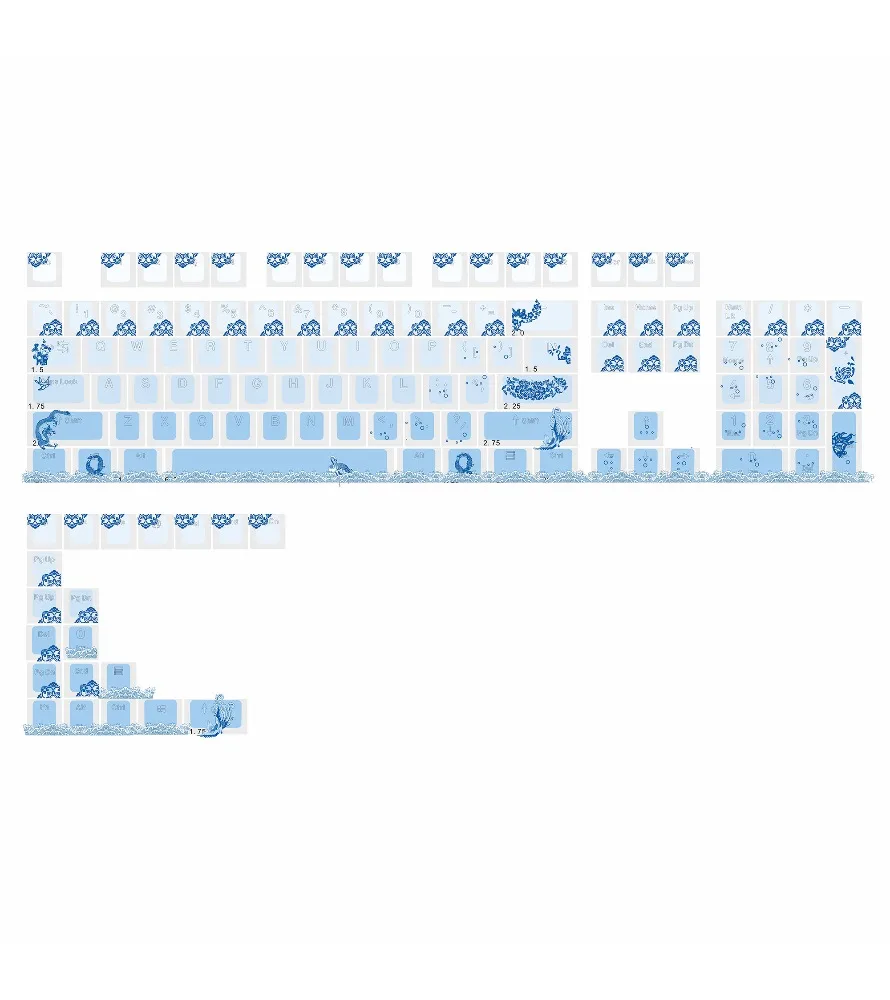 Keycap Keycap 68/75/84/87/104/8.0 mechanical keyboard/blue side engraved light transmission/OEM