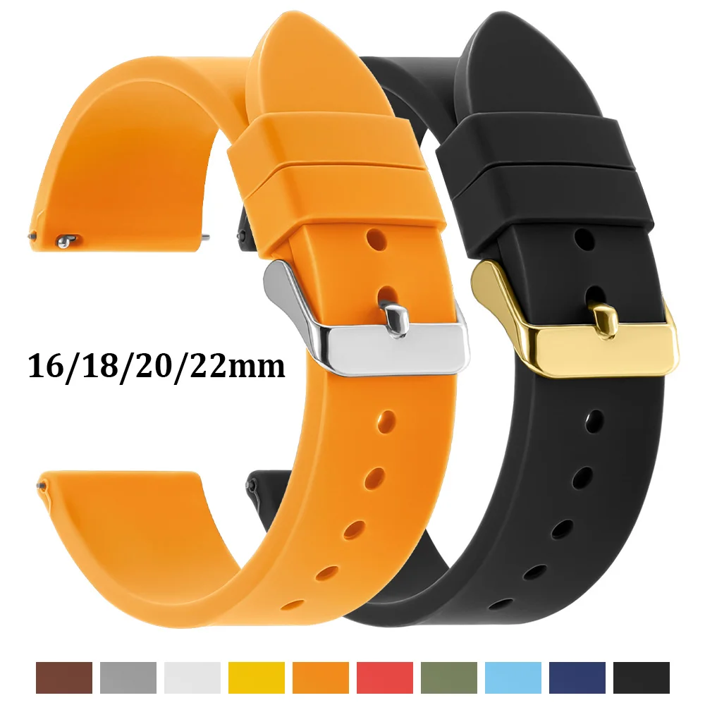 

Silicone Watch Band 16mm 18mm 22mm 20mm Universal Smartwatch Replacement Wristband Quick Release Men Women Rubber Watch Straps